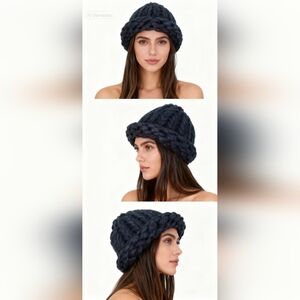 Chunky Black Knit Hat